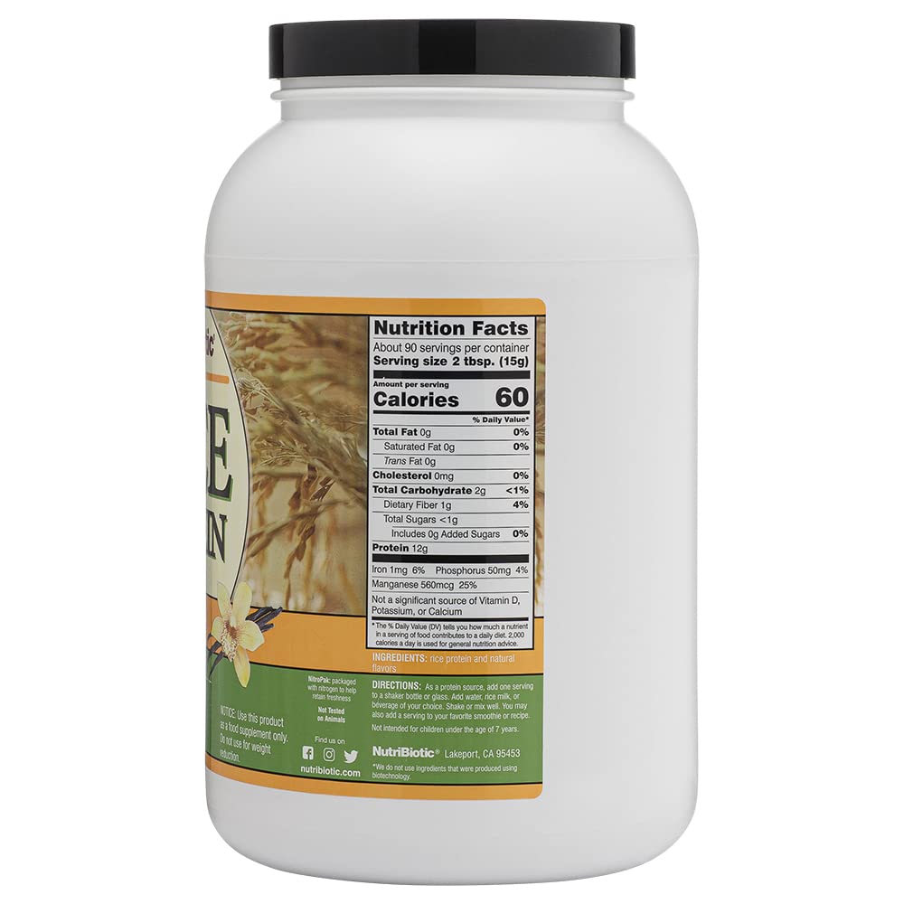 Nutribiotic Rice Protein, Vanilla, 3 Pound