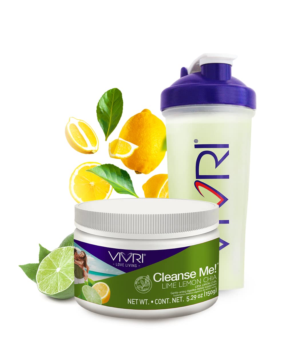 Vivri Cleanse Me | 30 Servings | Lemon Lime with Chia | Drink Powder with Natural Ingredients | Fiber Supplement for Digestive Health | Water Based Drink with Aloe Vera & Stevia Sweetener