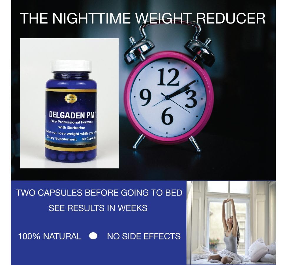 Delgaden PM - Suplemento para Weight Loss Supplement While You Sleep - with Hydrolyzed Collagen and Berberine (60 softgels)