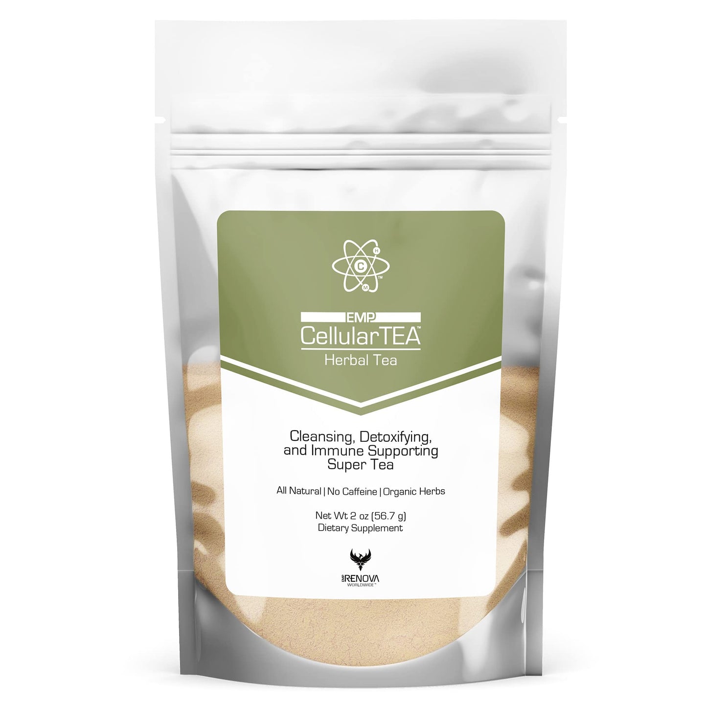 Renova Worldwide CellularTea Organic Detox Tea - Caffeine-Free Cleansing Tea for Everyday Detox, Gut Cleanse, Digestive Health and Immune Support - 48 Servings