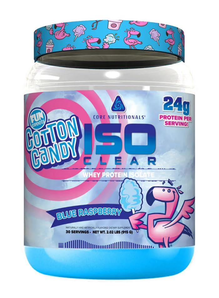 Core Nutritionals ISO Clear, Complete Amino Acid Profile, 25g Whey Protein Isolate (2 Pound, Fun Sweets™ Blue Raspberry)