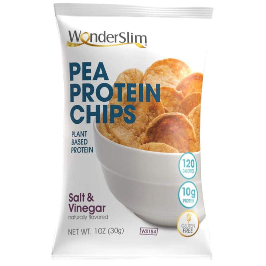 WonderSlim Pea Protein Snack Chips Salt  Vinegar 120 Calories 10g Protein Gluten Free 12ct