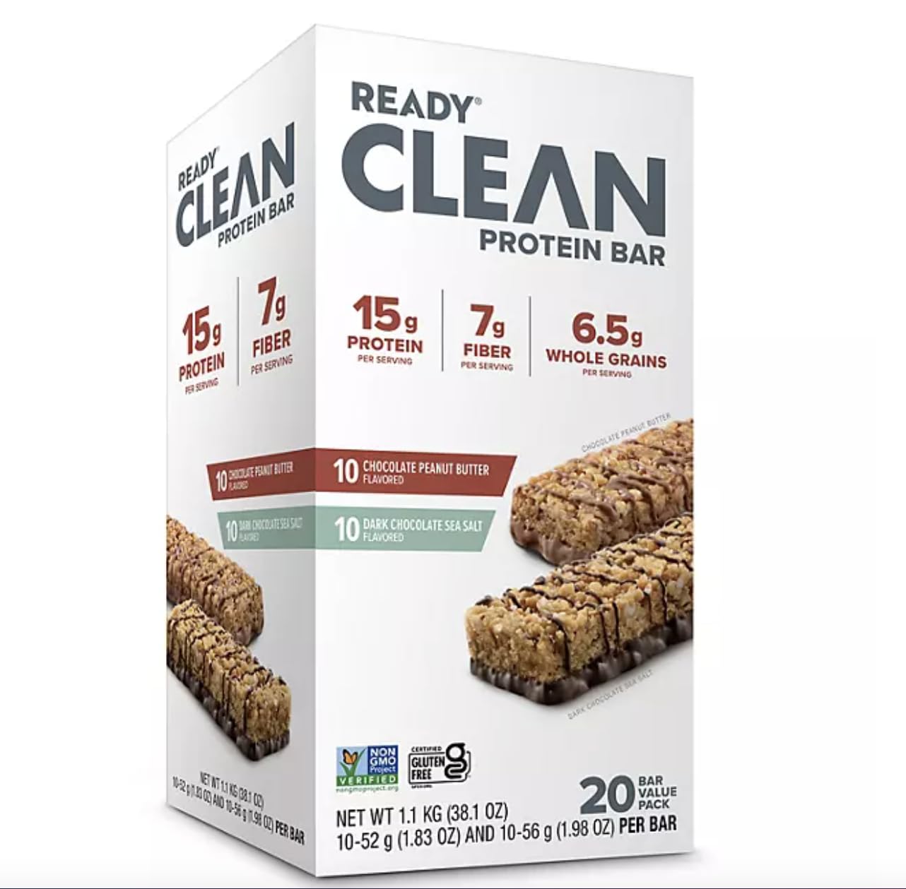 Generic Come-Ready Nutrition CLEAN Bar, 15g Protein for Lean Muscle Mass, 7g Fiber for Satiety, Great for Muscle Building, Muscle Recovery and Weight Loss - Variety Pack (Pack of 20)