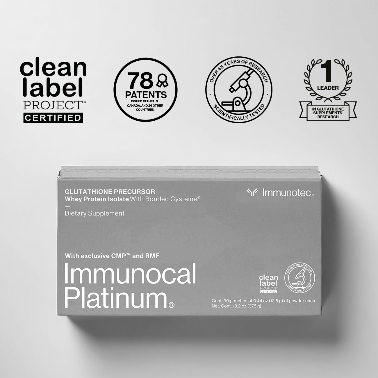 Immunocal Platinum Glutathione Precursor - Whey Protein Isolate, Anti-Aging, Skin + Cell Renewal, Immune Support, Detox + Bone Support | Fat and Sugar Free, Lactose-Intolerant Friendly | 30 Servings