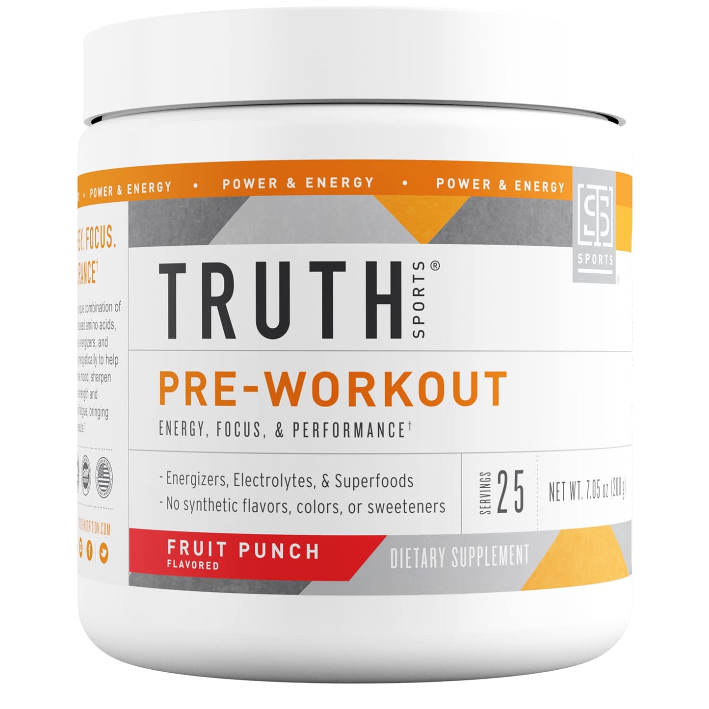 Truth Nutrition Pre Workout Powder - Natural PreWorkout for Men & Women, Vegan BCAA Amino Energy Powder, Keto Friendly - No Artificial Flavors, Sweetners or Dyes (Fruit Punch)