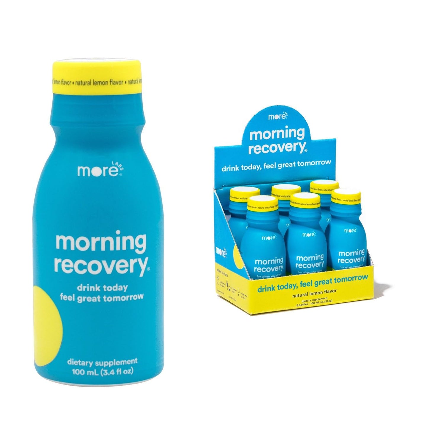 Morning Recovery Electrolyte, Milk Thistle Drink Proprietary Formulation to Hydrate While Drinking for Morning Recovery, Highly Soluble Liquid DHM, Original Lemon, Pack of 6