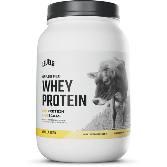 Levels Grass Fed Whey Protein Powder, No Artificials, 24G of Protein, Vanilla Bean, 2LB