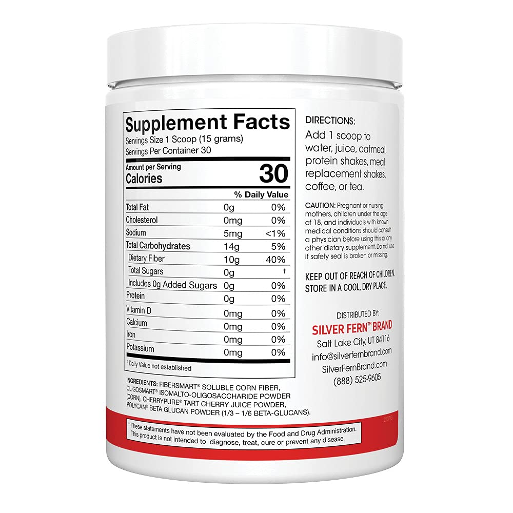 Tino Natural Gluten Free Prebiotic Fiber Supplement - with Tart Cherry Extract & Polycan Black Yeast Extract - Non-GMO, Water Soluble Fiber Powder Mix (1 Canister - 15.9 Oz)