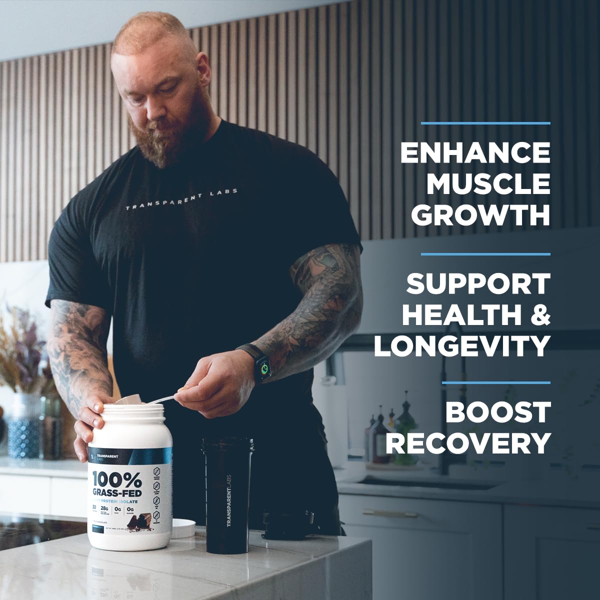 Transparent Labs Grass-Fed Whey Protein Isolate - Naturally Flavored, Gluten Free Whey Protein Powder with 28g of Protein per Serving & 9 Amino Acids - 30 Servings, Milk Chocolate