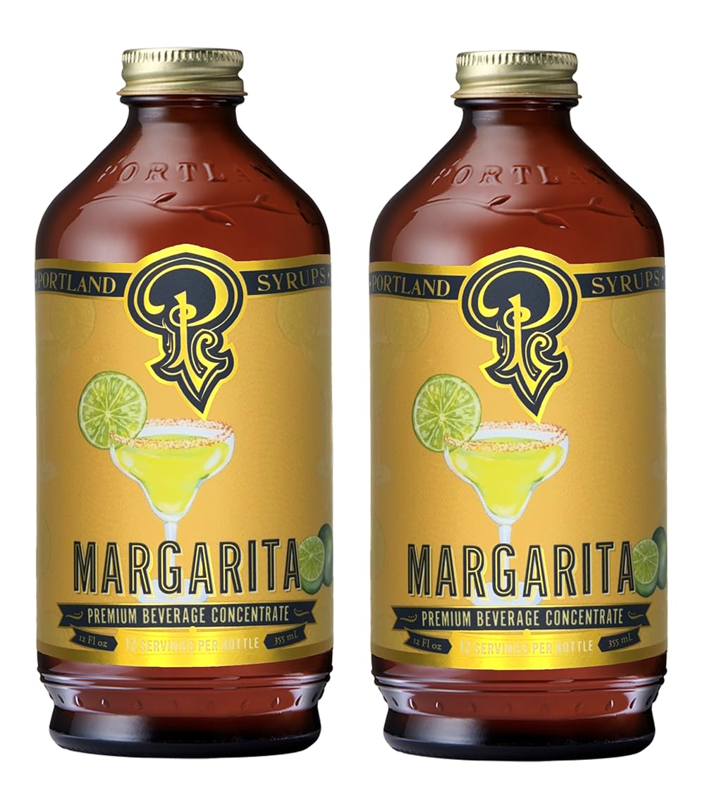 Portland Syrups Margarita Syrup  Craft Cocktail and Mocktail Mixer with Tangerine Blood Orange and Lime Puree  12 oz with 24 Servings Pack of 2