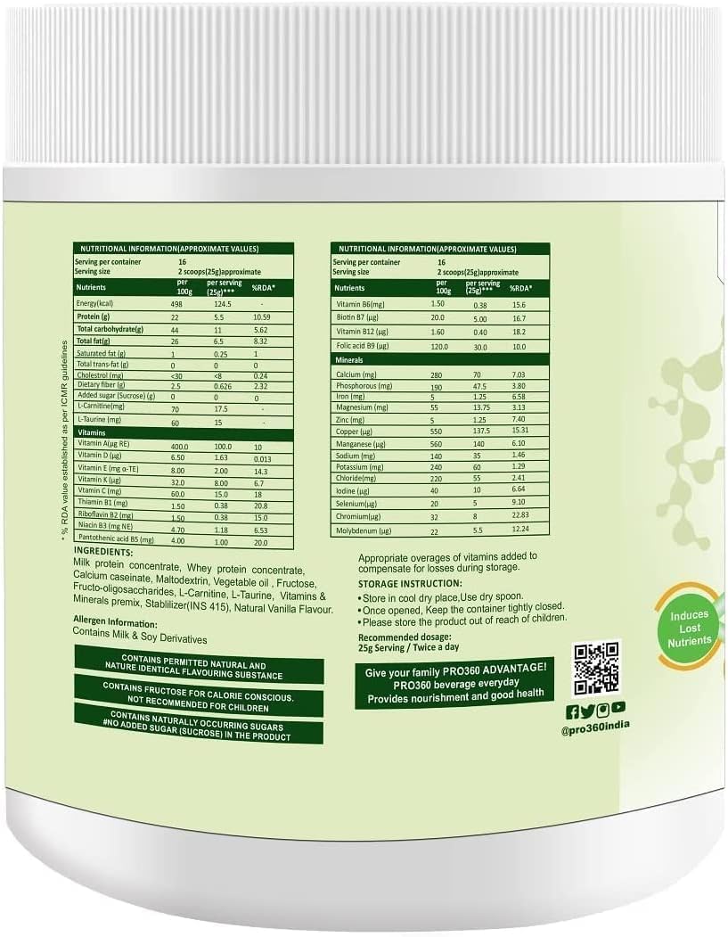 AZAZ Pro360 Nephro HP - Dialysis Care Nutritional Protein Drink (Vanilla Flavour) No Added Sugar, Special Dietary Supplement for Kidney/Renal Health, 400 Gm