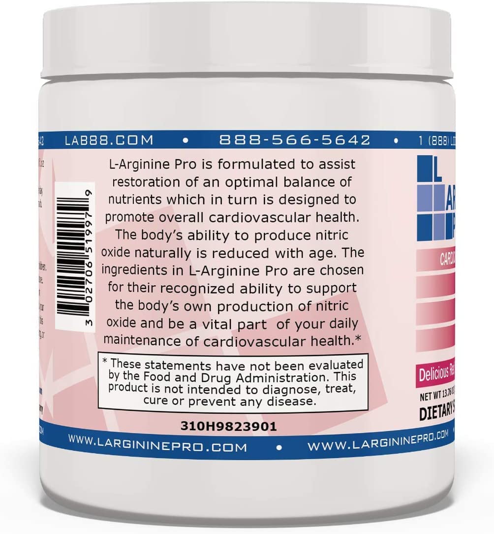 L-ARGININE PRO | 5,500mg L-Arginine Plus L-Citrulline 1,100mg Powder Drink Mix Supplement for Increased Nitric Oxide Production (30 Servings (Pack of 4), Orange & Raspberry)