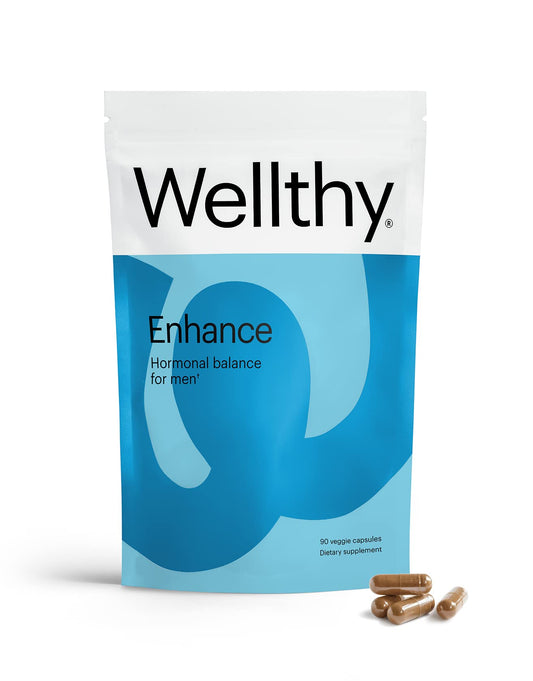 Wellthy Enhance Testosterone Supplement and Estrogen Blocker for Men (90 Pills)
