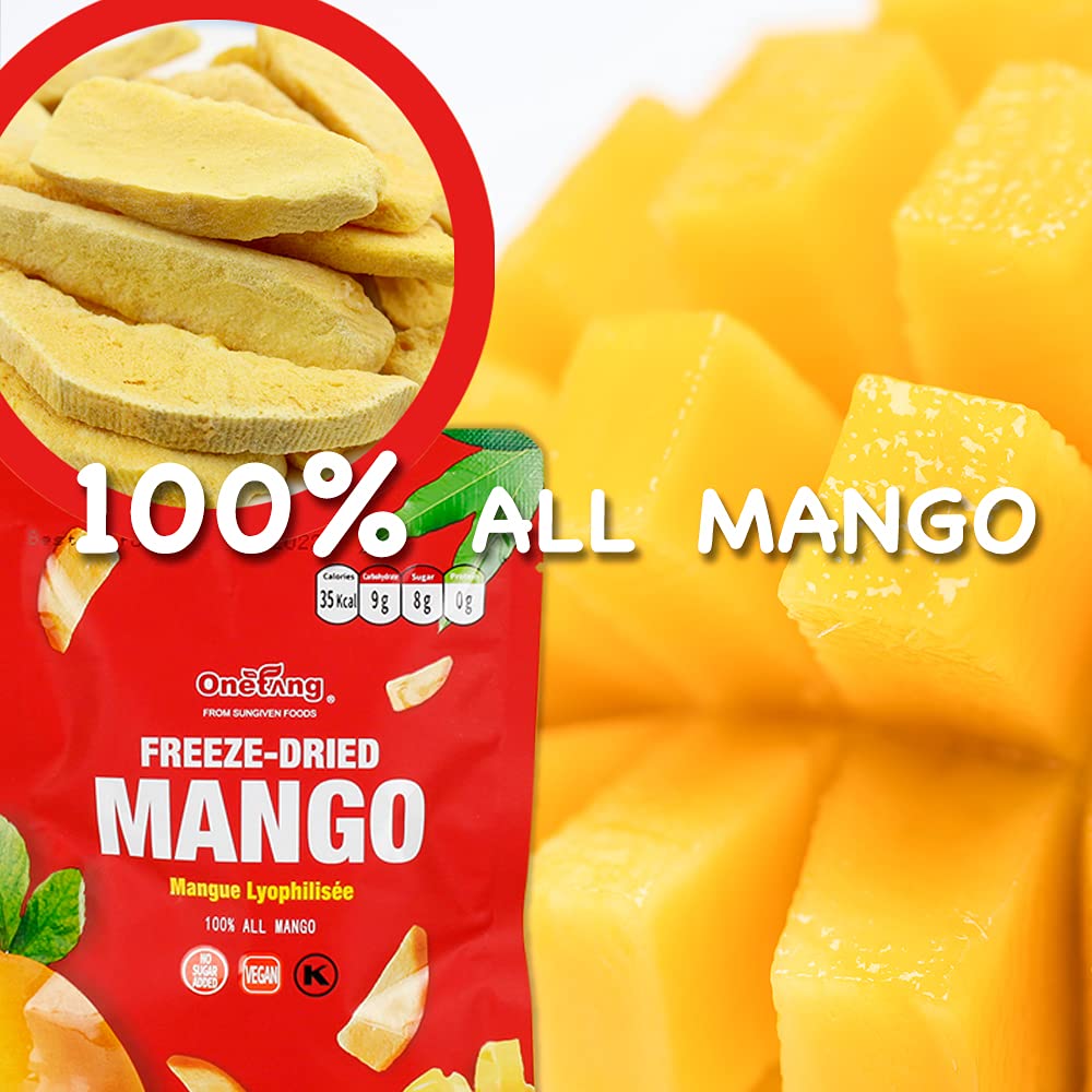 ONETANG FreezeDried Fruit Mango Chips 10 Pack SingleServe Pack Non GMO Kosher No Add Sugar Gluten free Vegan Holiday Gifts Healthy Snack 035 Ounce