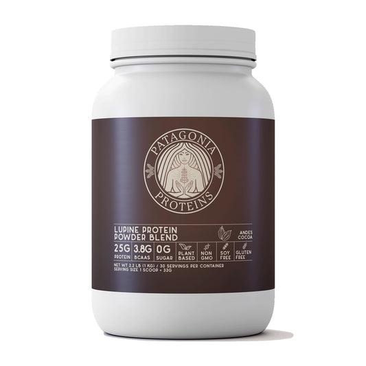 Vegan Protein Harvested in Patagonia, 25g, 110 Cal, 3.8g BCAAs, Plant-Based, Non-GMO, Sugar Free, Soy Free, Gluten Free (Andes Cocoa, 30 Servings)