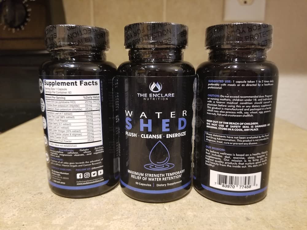 THE ENCLARE NUTRITION Water Pills Diuretic Water Retention, Liver Detox, Kidney Cleanse, Weight, Swelling, Edema, Bloating Relief, Fluid Balance Watershed Max Strength (1)