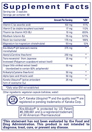 Pure Encapsulations Mitochondria-ATP - Mitochondrial Support - ATP Production Aid* - with Vitamin C, Vitamin E & Thiamin - Antioxidant Support - 120 Capsules