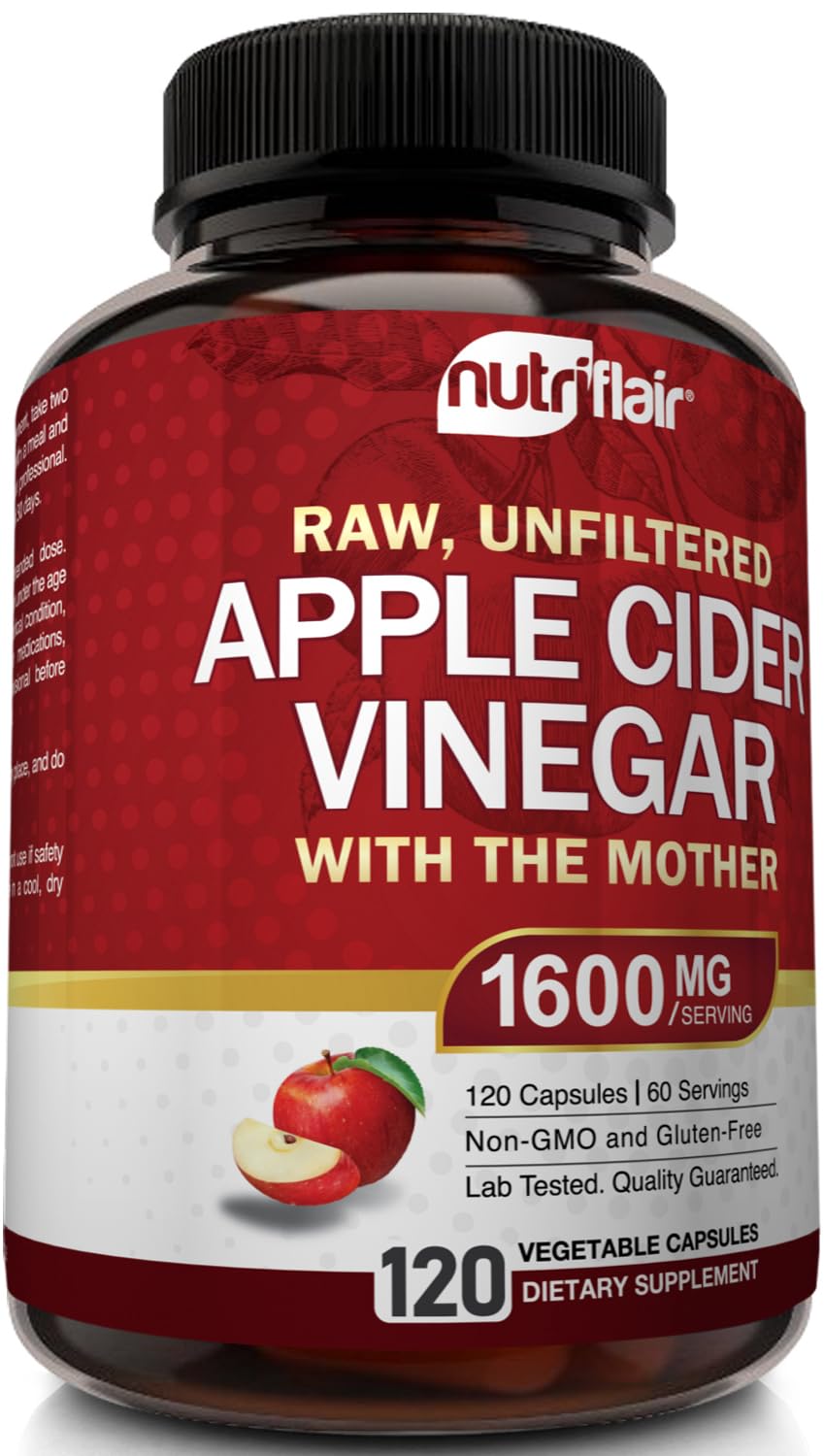 Apple Cider Vinegar Capsules with The Mother - 120 Vegan ACV Pills - Best Supplement for Healthy Weight Loss, Diet, Keto, Digestion, Detox, Immune - Powerful Cleanser & Appetite Suppressant Non-GMO