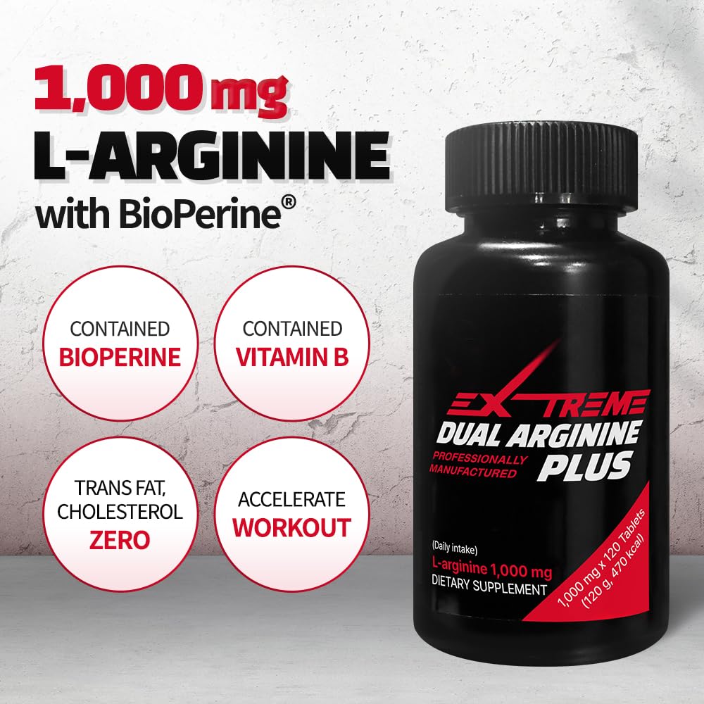 EXTREME Dual ARGININE Plus with Vitamin B Complex - Boost up Energy & Vitality for Men's Sports Performance (1,000mg x 120 Tablets, 2 Months Supply)