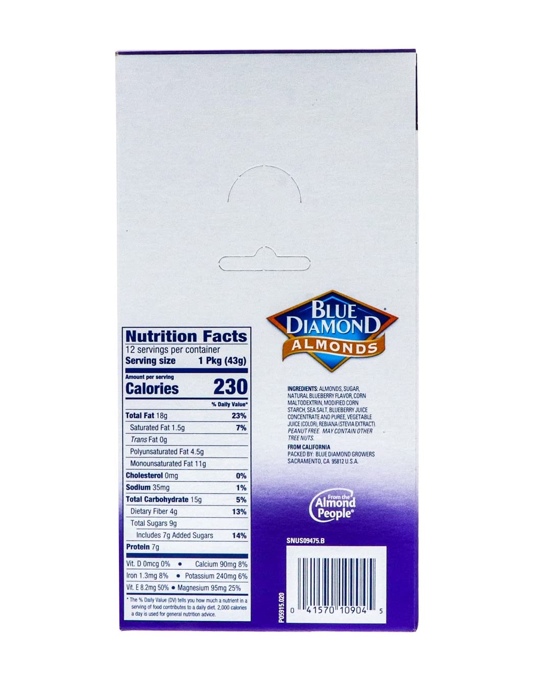 Blue Diamond Almonds Blueberry 15oz 12 count