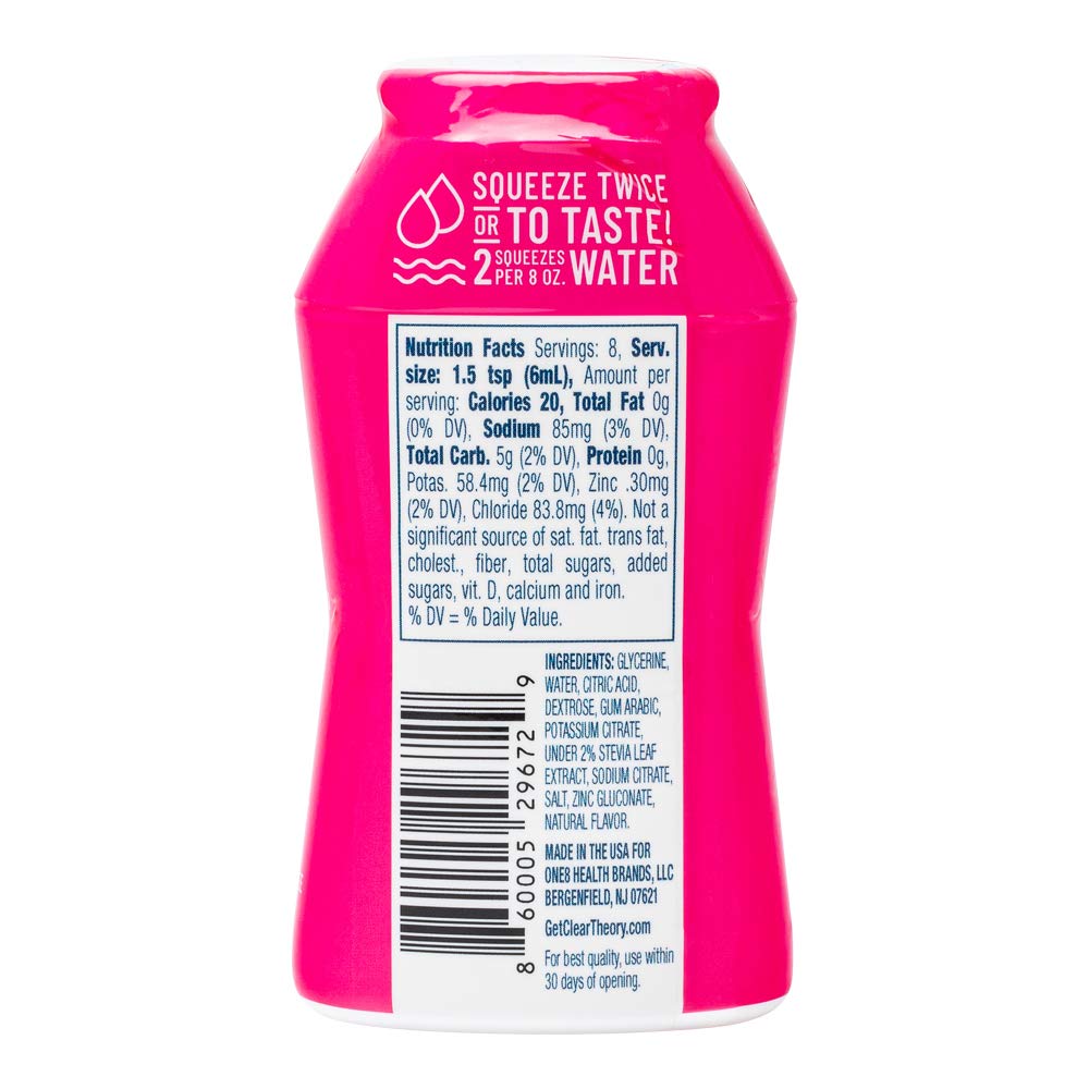 Clear Theory Water Flavoring Drops with Electrolytes Water Enhancer Liquid Flavored Water Drink Mix Hydration for Kids Vegan Gluten Free Low Calorie Watermelon Berry 4 Pack 162 Fl Oz Bottles