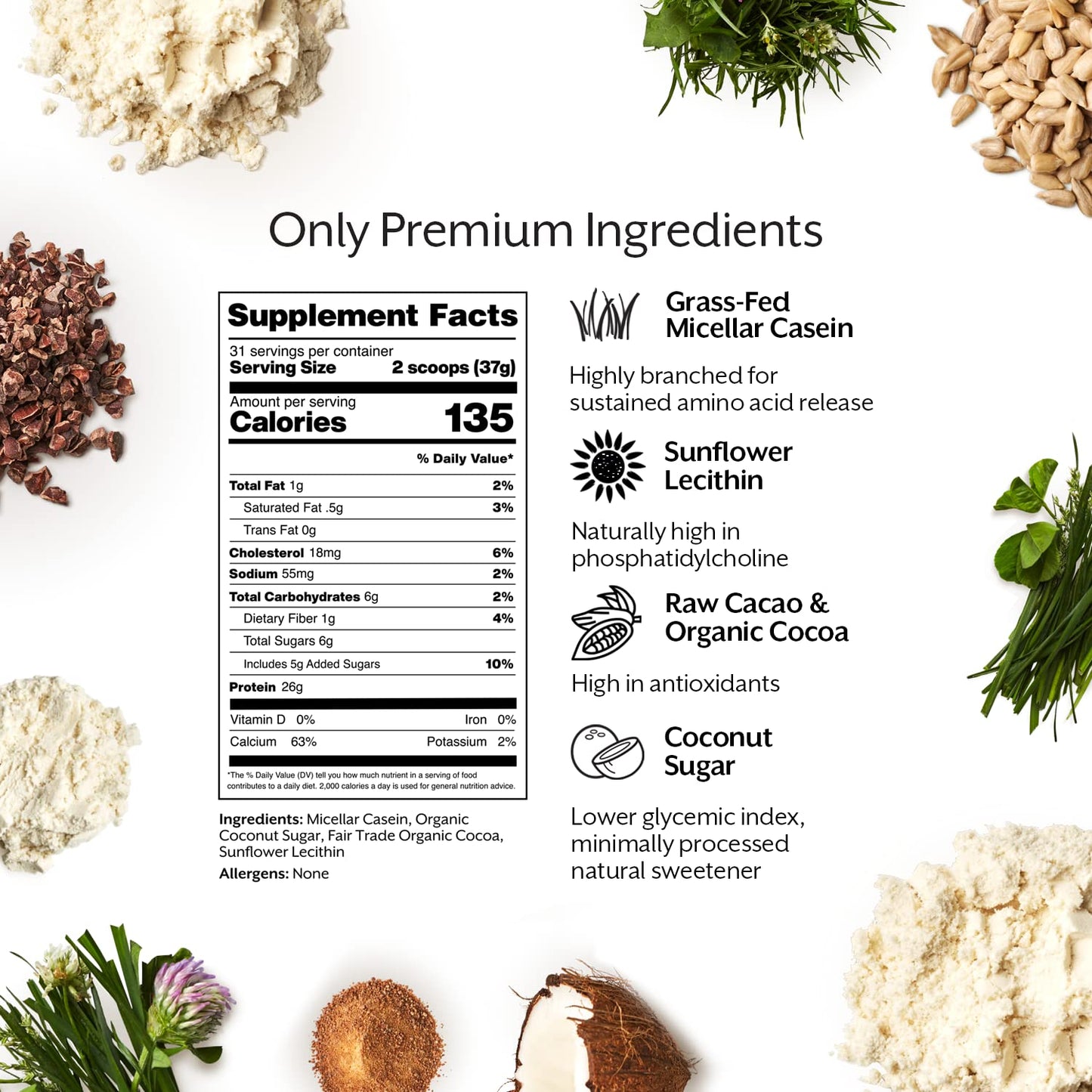 Promix Casein Protein Powder, Chocolate - 2.5lb Bulk - Grass-Fed & 100% All Natural - Slow & Sustained Recovery Post Workout Fitness - Shakes, Smoothies, Baking & Cooking Recipes - Gluten-Free