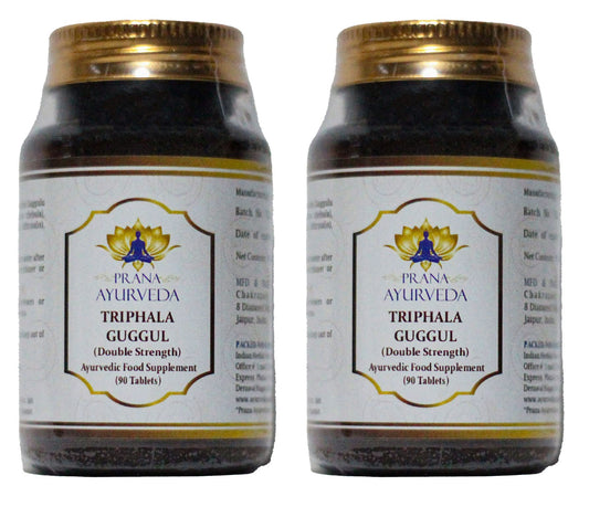 TRIPHALA GUGGUL (Double Strength) - 90 Tablets of 700mg Each - Ayurvedic Detoxification Formula (Pack of 2)
