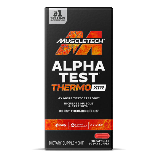 MuscleTech AlphaTest Thermo XTR Thermogenic Testosterone Booster| Muscle & Strength Builder for Men | Workout Supplement | 90 Capsules | 30 Servings