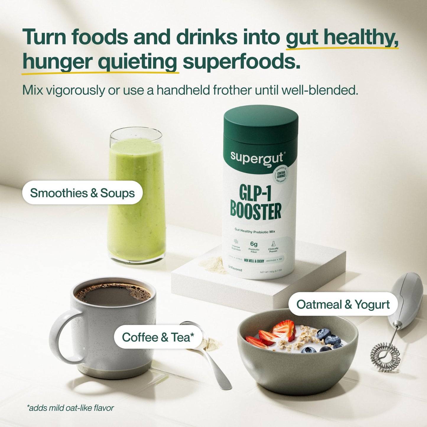 Supergut Gut Healthy GLP-1 Booster - High Fiber GLP-1 Supplement Powder for Women & Men - Sugar-Free Drink Mix for Gut Health (20 Servings)