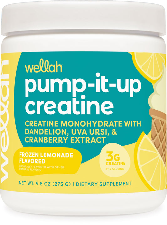 Wellah Pump-It-Up Creatine (50 Servings, Frozen Lemonade) - Creatine Monohydrate with Dandelion, Uva Ursi, & Cranberry Extract