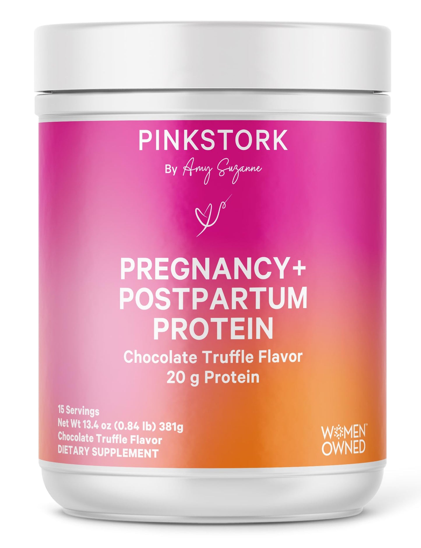 Pink Stork Pregnancy and Postpartum Protein Powder - 20 g Chocolate Whey and Collagen Protein - Prenatal, Postnatal & Lactation Support, Breastfeeding Essentials - 15 Servings
