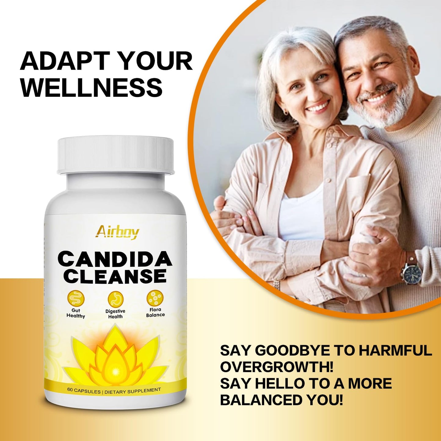 Airboy Candi Cleanse,Gut Colon Cleanse Detox for Women & Men,Candi Support with Oregano Leaf, Caprylic Acid，Wormwood, Black Walnut-60 Counts x 2 Pack
