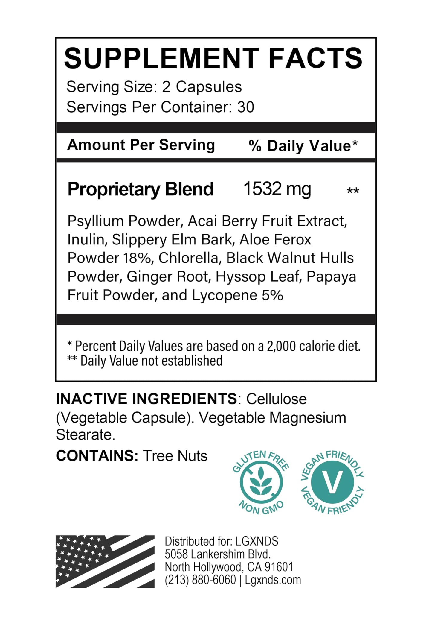 LGXNDS Max Detox - Full Body Cleanse, Reduce Water Retention, Reduce Bloating Dietary Supplement - 60 Capsules, 30 Servings