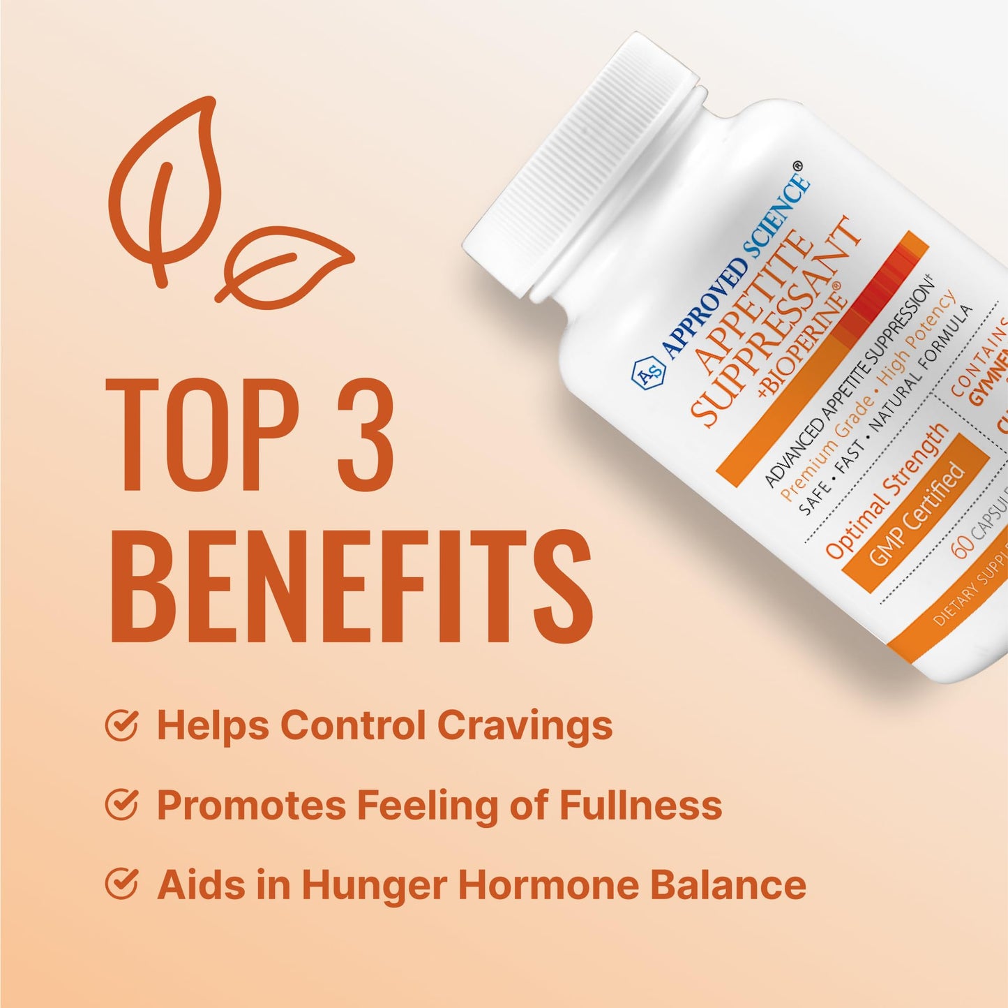Approved Science® Appetite Suppressant - Gymnema, Chromium, Cayenne Pepper - 60 Capsules - Made in The USA