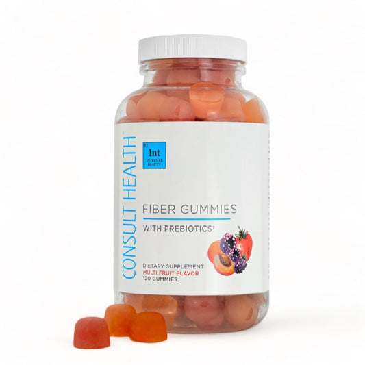 Consult Health Fiber Supplement Gummies - Sugar Free Multi Fruit Flavor - 6g Prebiotic Plant Based Fiber Blend - 120 Count