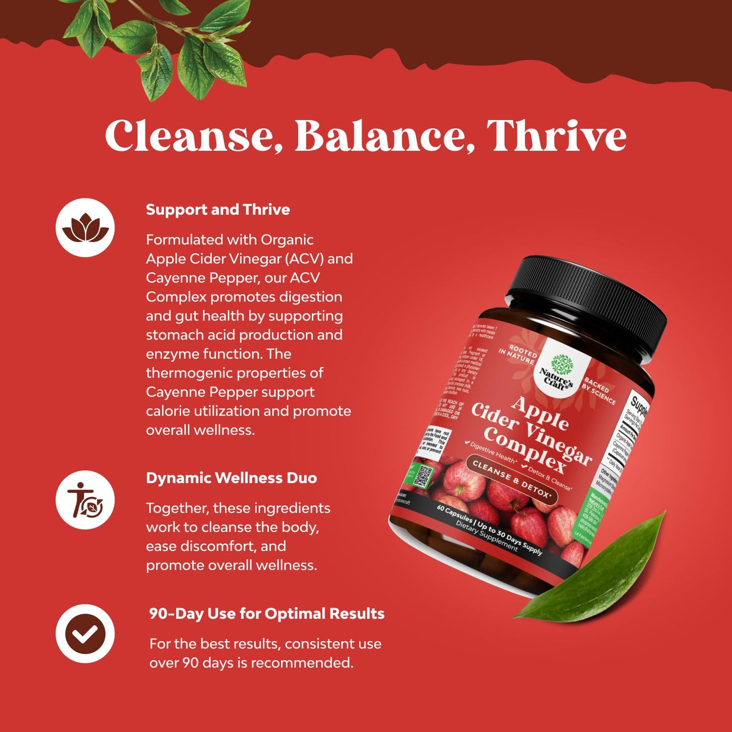 Potent Apple Cider Vinegar Capsules - ACV Pills Nutritional Supplements for Digestive Health with Natural Cleansing and Size Reducing Formula for Women and Men Designed to Help You Reach Your Goal