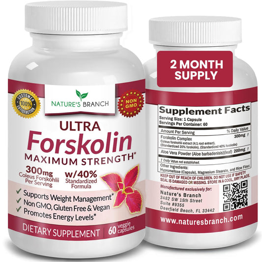 Ultra Pure Forskolin for Weight Management Maximum Strength | Coleus Forskohlii Root Extract Powder, 40% Standardized Lean Supplement for Men & Women | Premium Extreme Boost Complex - 60 Capsules
