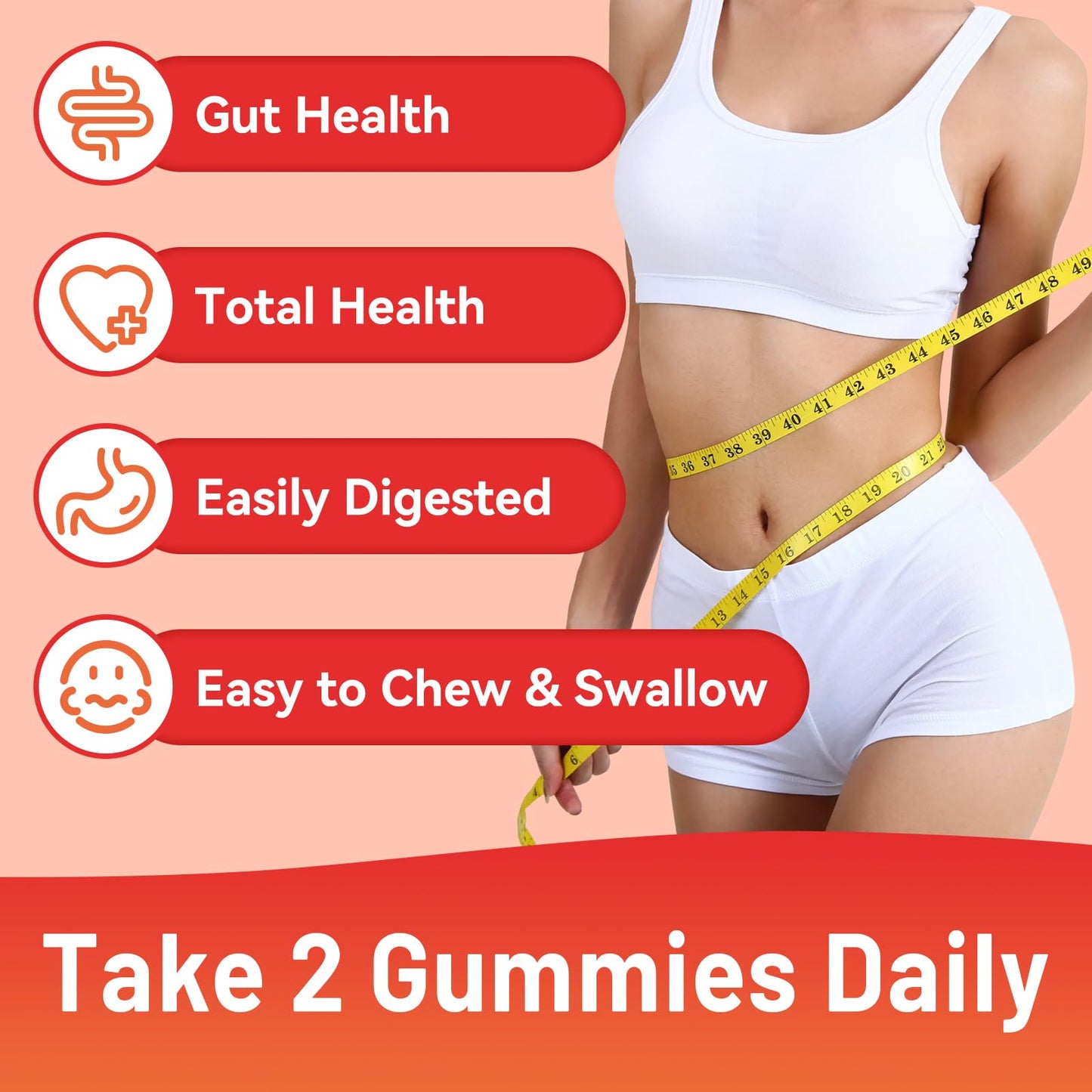 SmildeHeal Fiber Gummies, Dietary Fiber, Soluble Fiber, for Women and Men, Gut Health Support, Non-GMOs, Non-Gluten, Vegan, Mixed Berry and Strawberry Flavor, 60 Count Gummies(Pack of 2)