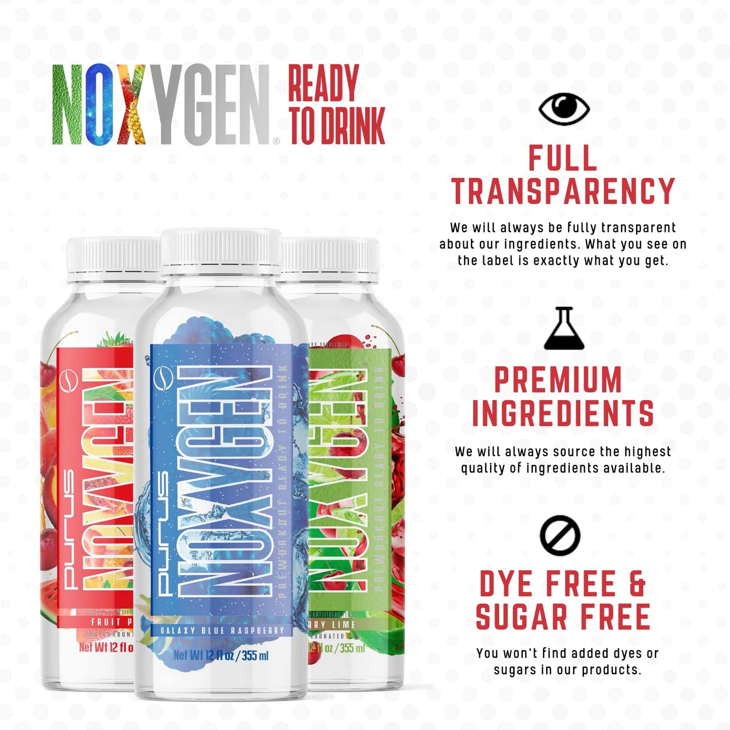 Purus Labs NOXygen Ready To Drink (RTD) Pre-Workout | Pump, Energy, & Performance | 0 Sugars | 6g Citrulline | Pack of 12 (Cherry Lime)