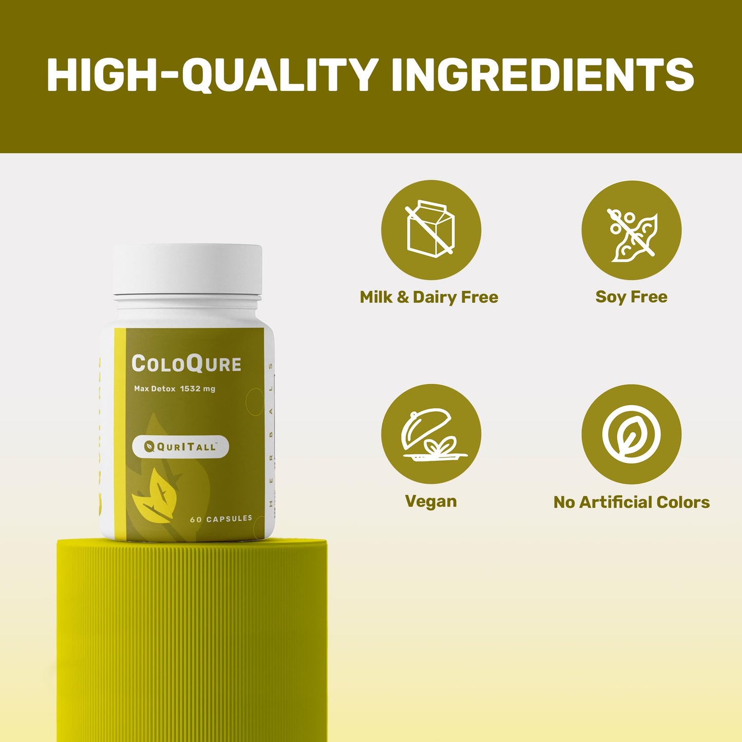 QurItAll ColoQure Colon Cleanse for Men & Women - Max Detox Cleanse Improves Gut Health & Constipation - Reduces Bloating & Bowel Movements - 60 Capsules Vegan & Soy-Free