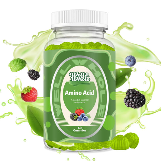 Well&Whole EAA Gummies, Essential Amino Acids Gummies for Women and Men, Amino Acids Supplement for Energy Support, Vegan, Non-GMO, Sugar Free, 60 Counts, Mixed Berry Flavor