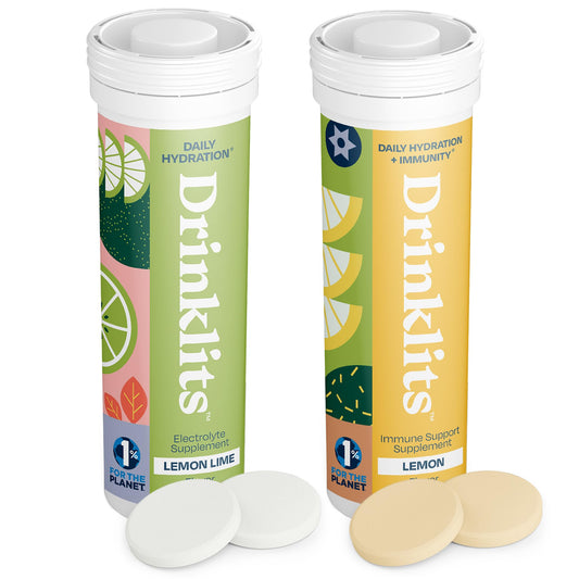 Drinklits Lemon Immunity & Lemon-Lime Hydration Tablets (2) Tube Combo Pack | Essential Electrolytes - Immune Support - Great Taste | 20 Servings (10 Tablets Per Tube)