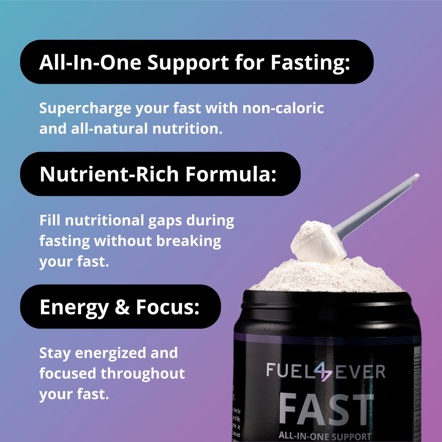 Fuel 4 Ever Fast Fasting Electrolyte Powder | with Creatine, Essential Amino Acids & Green Tea Extract | No Sugar, No Artificial Sweeteners or Ingredients | Watermelon Flavor 30 Servings