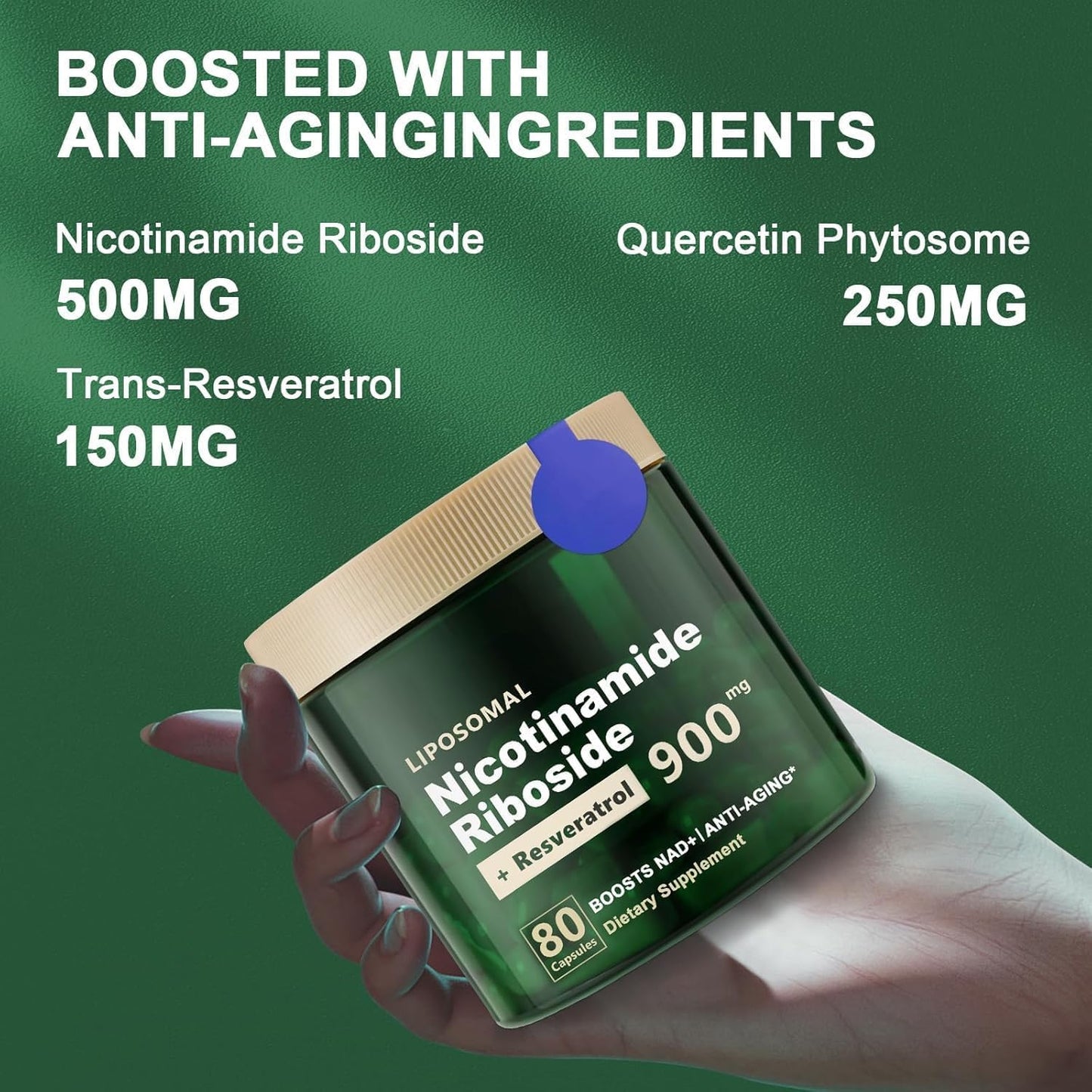 XSCQ NAD Supplement Nicotinamide Riboside, 900mg NAD+ Supplement for Energy NMN Alternative, Focus - 80 Capsules