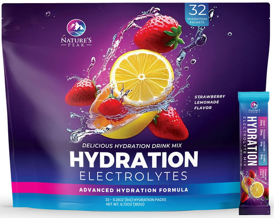 Liquid Replenisher Daily Electrolyte Drink Mix - Hydration Packets with 6 Electrolytes & Minerals, Keto Friendly Pack, Vegan, Nature's Non-GMO & Sugar-Free Electrolyte Powder - 32 Stickpack Servings