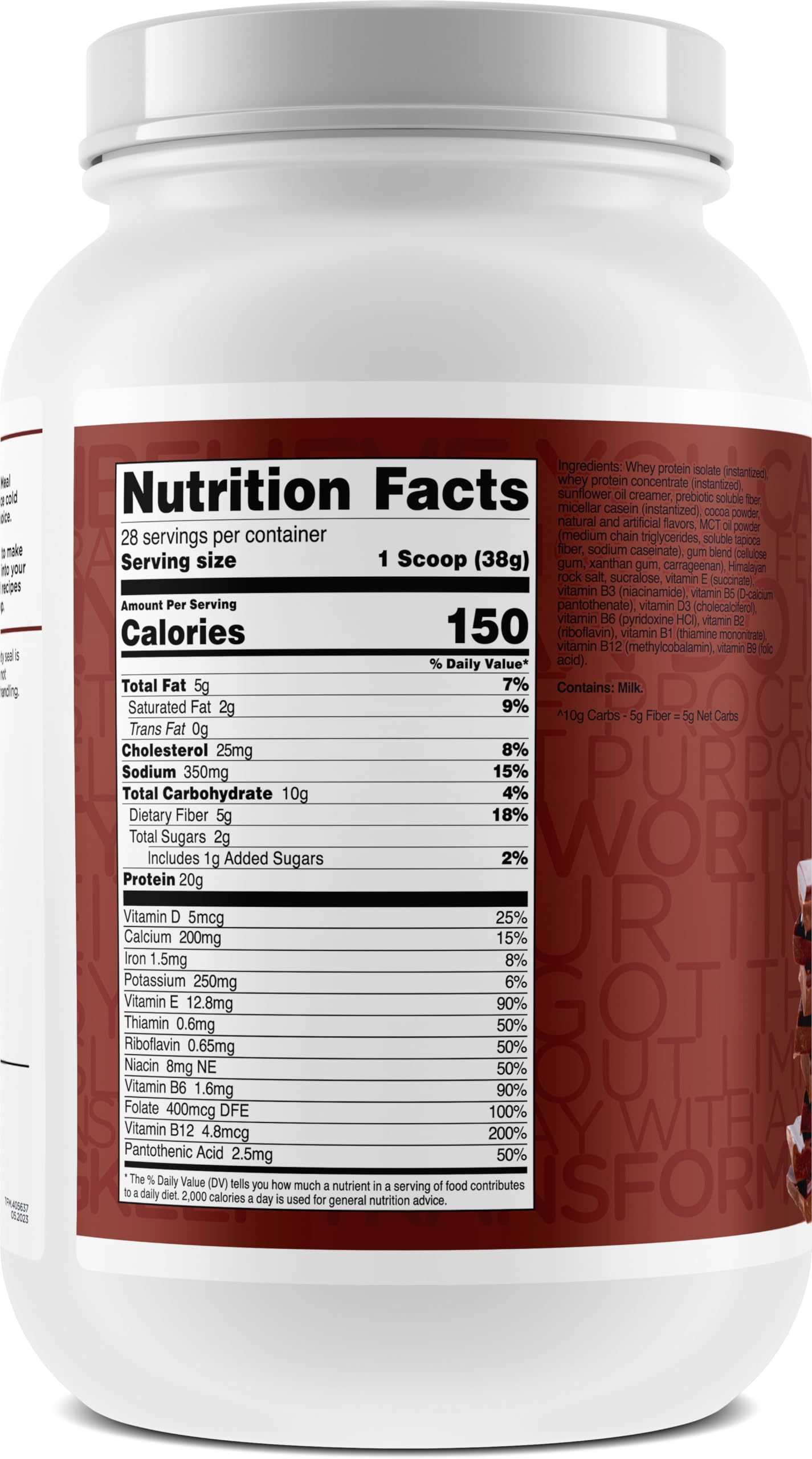 TransformHQ Meal Replacement Shake Powder 28 Servings Chocolate  Gluten Free NonGMO