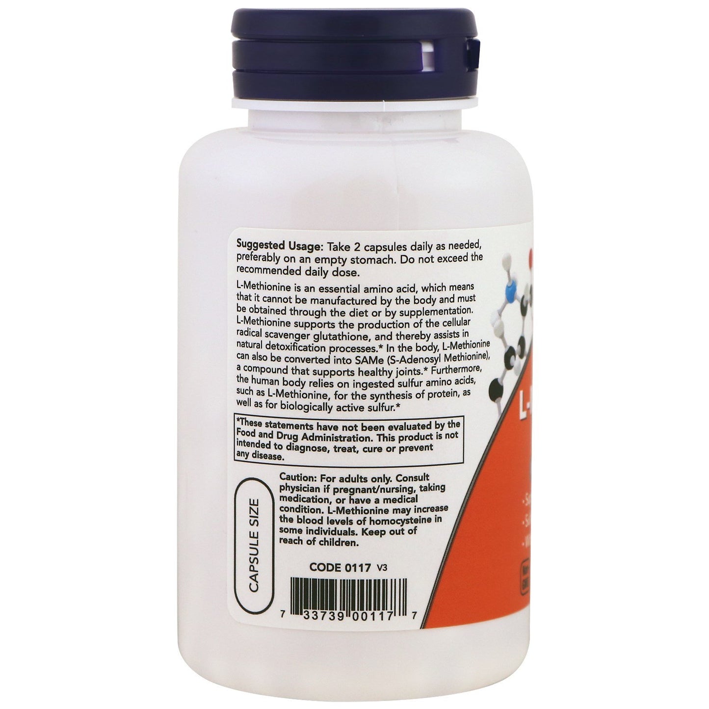 NOW Foods L-Methionine 500 mg 100 Caps
