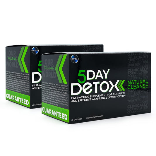 Wellgenix Omni 5 Day Detox Cleanse - Premium Natural Body Detox Supplement, 40 Toxin Removal Capsules, Total Body Purge, Supports Healthy Liver, Kidneys, Urinary Tract, & Digestive System (2 Pack)