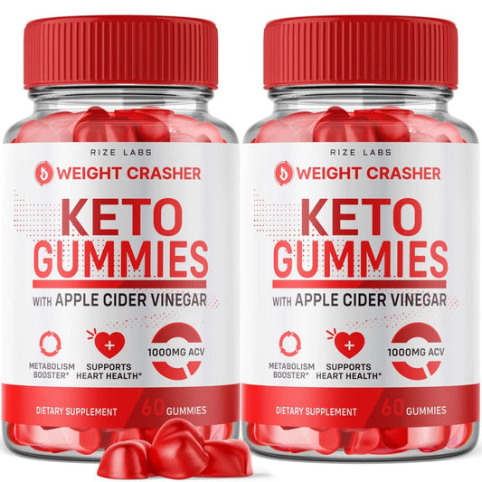 rize labs (2 Pack) Weight Crasher Keto Gummies - Weight Crasher Keto ACV Gummies Supports Heart Health Weight Loss Booster Apple Cider Vinegar Keto+ACV 1000 MG Supplement Energy Gomitas (120 Gummies)