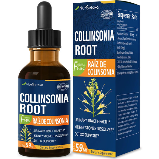 Nurbetoxa Collinsonia (Stone Root) Drops for Urinary Tract Health, Natural Herbal Formula Supplement w/Stone Breaker Chanca Piedra Extract Support Kidney Stones Dissolver & Detox Cleanse. 2oz